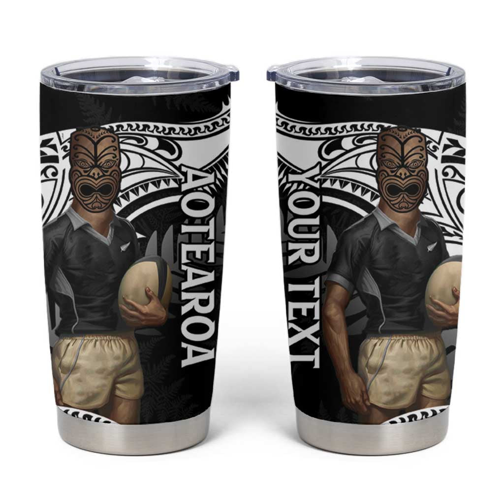 Custom New Zealand Silver Fern Rugby Tumbler Cup 2024 Aotearoa Maori Mascot Go All Black