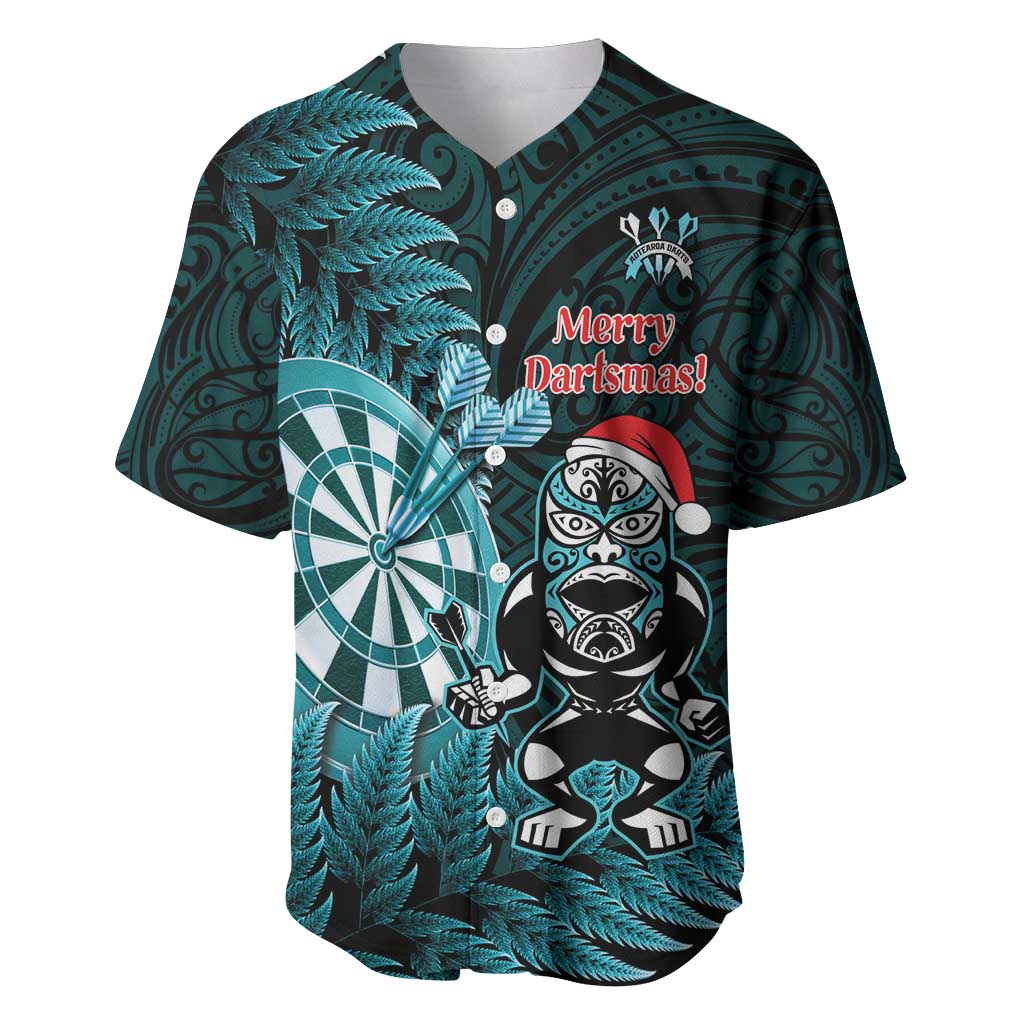 Personalised New Zealand Darts Christmas Baseball Jersey Maori Fern Merry Dartsmas - Polynesian Pride