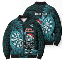Personalised New Zealand Darts Christmas Bomber Puffer Jacket Maori Fern Merry Dartsmas - Polynesian Pride