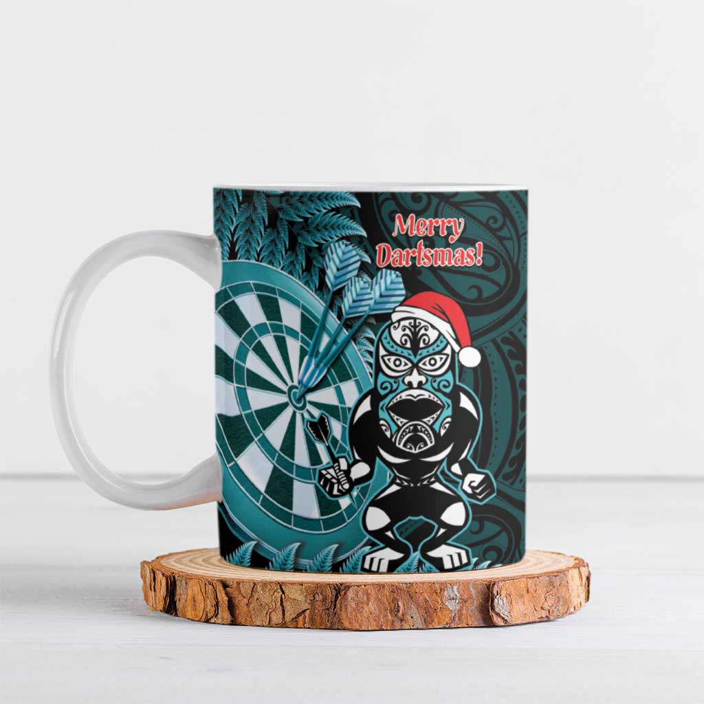 Personalised New Zealand Darts Christmas Ceramic Mug Maori Fern Merry Dartsmas - Polynesian Pride