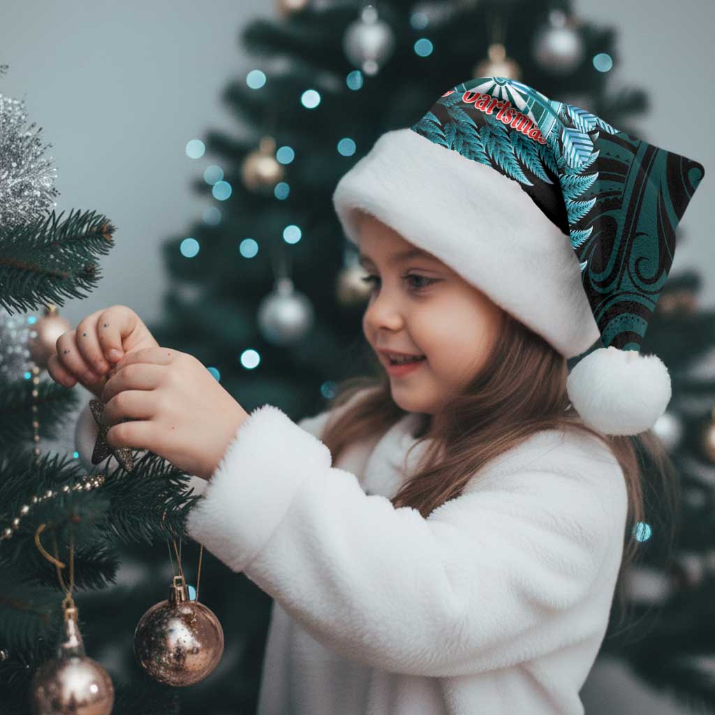 Personalised New Zealand Darts Christmas Santa Hat Maori Fern Merry Dartsmas - Polynesian Pride