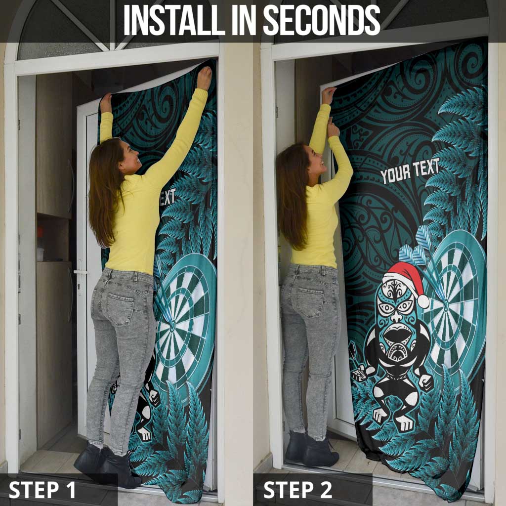 Personalised New Zealand Darts Christmas Door Cover Maori Fern Merry Dartsmas - Polynesian Pride