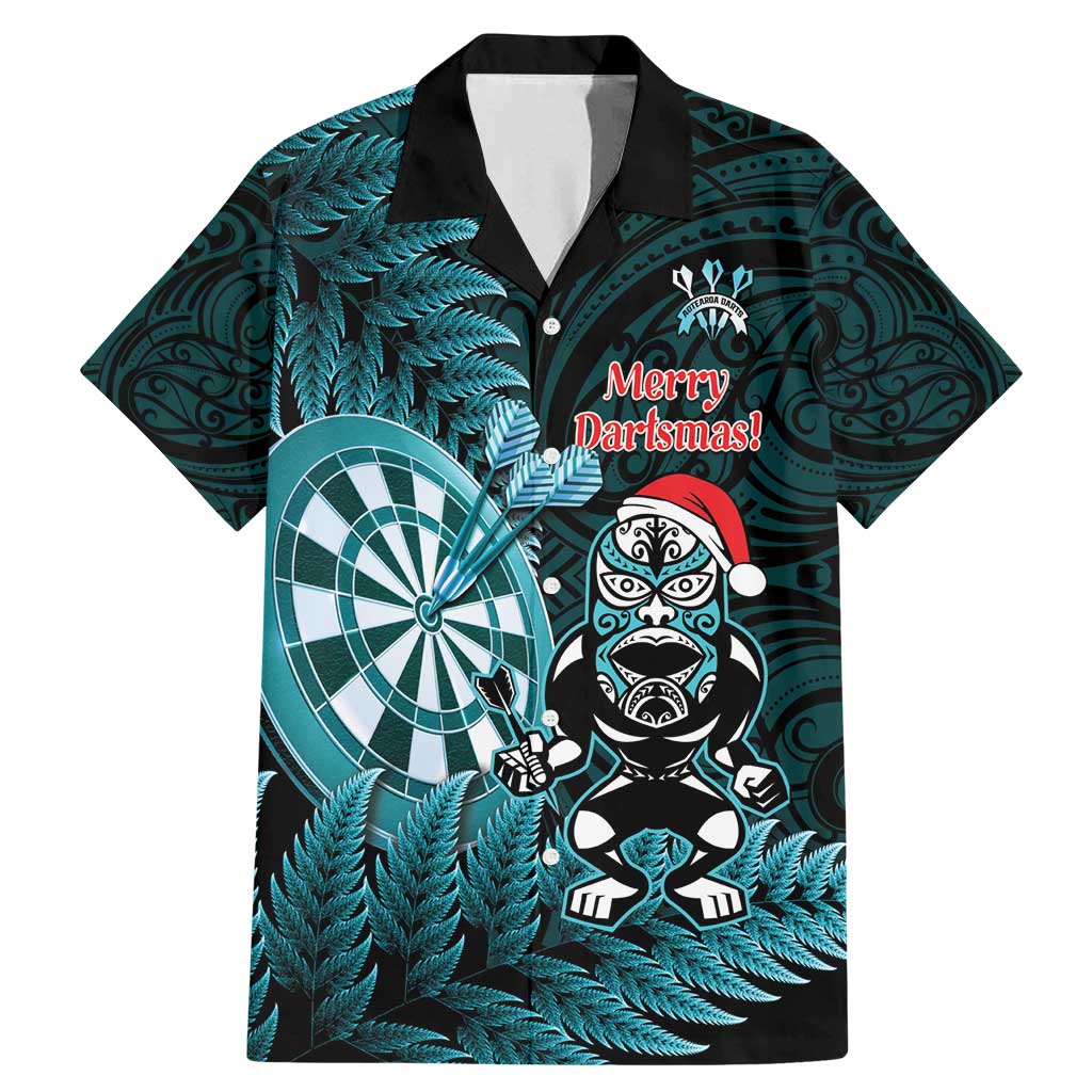 Personalised New Zealand Darts Christmas Family Matching Mermaid Dress and Hawaiian Shirt Maori Fern Merry Dartsmas - Polynesian Pride