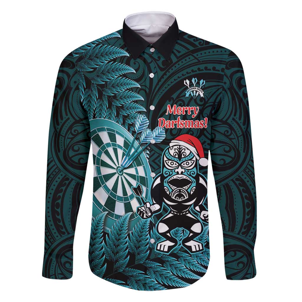 Personalised New Zealand Darts Christmas Family Matching Mermaid Dress and Hawaiian Shirt Maori Fern Merry Dartsmas - Polynesian Pride