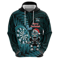 Personalised New Zealand Darts Christmas Hoodie Maori Fern Merry Dartsmas - Polynesian Pride
