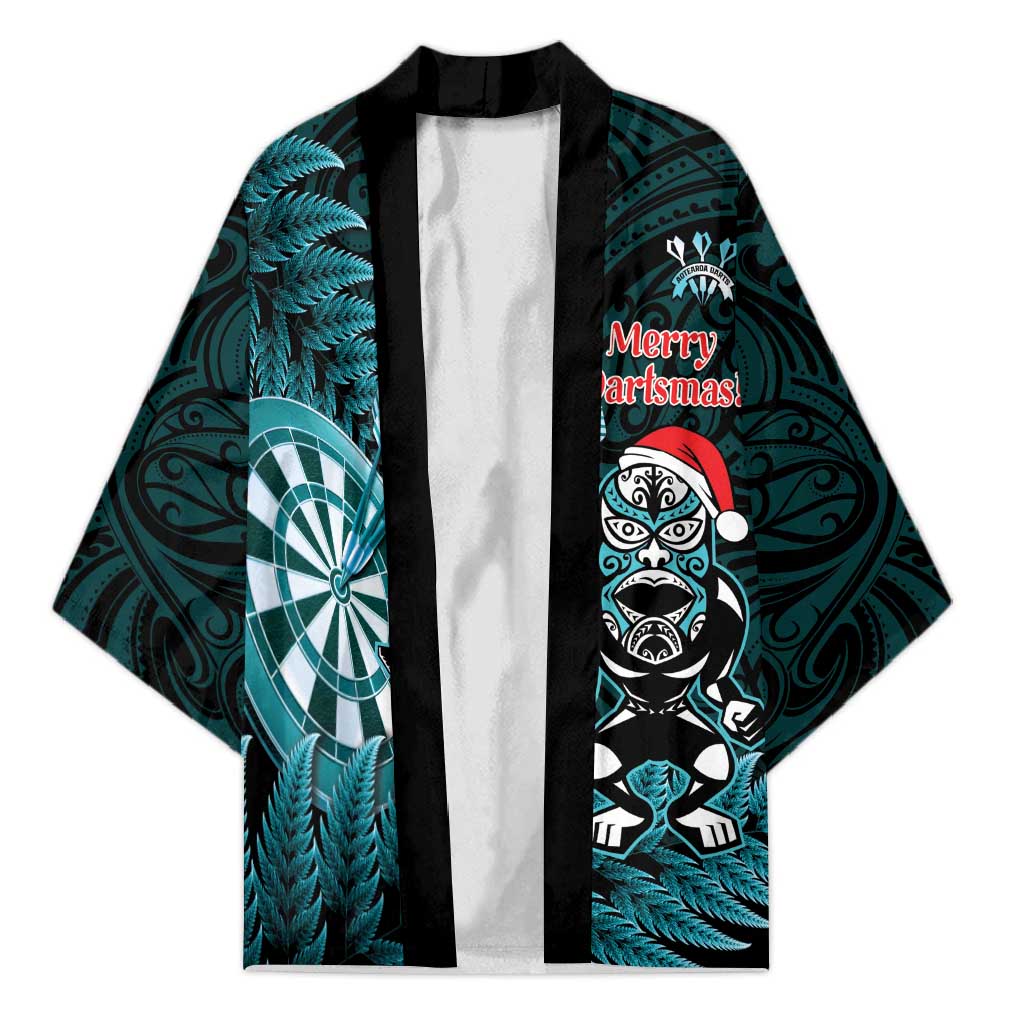 Personalised New Zealand Darts Christmas Kimono Maori Fern Merry Dartsmas - Polynesian Pride