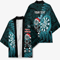 Personalised New Zealand Darts Christmas Kimono Maori Fern Merry Dartsmas - Polynesian Pride