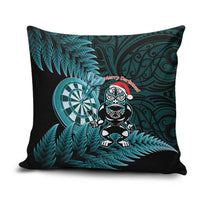 New Zealand Darts Christmas Pillow Cover Maori Fern Merry Dartsmas LT14 Cyan - Polynesian Pride