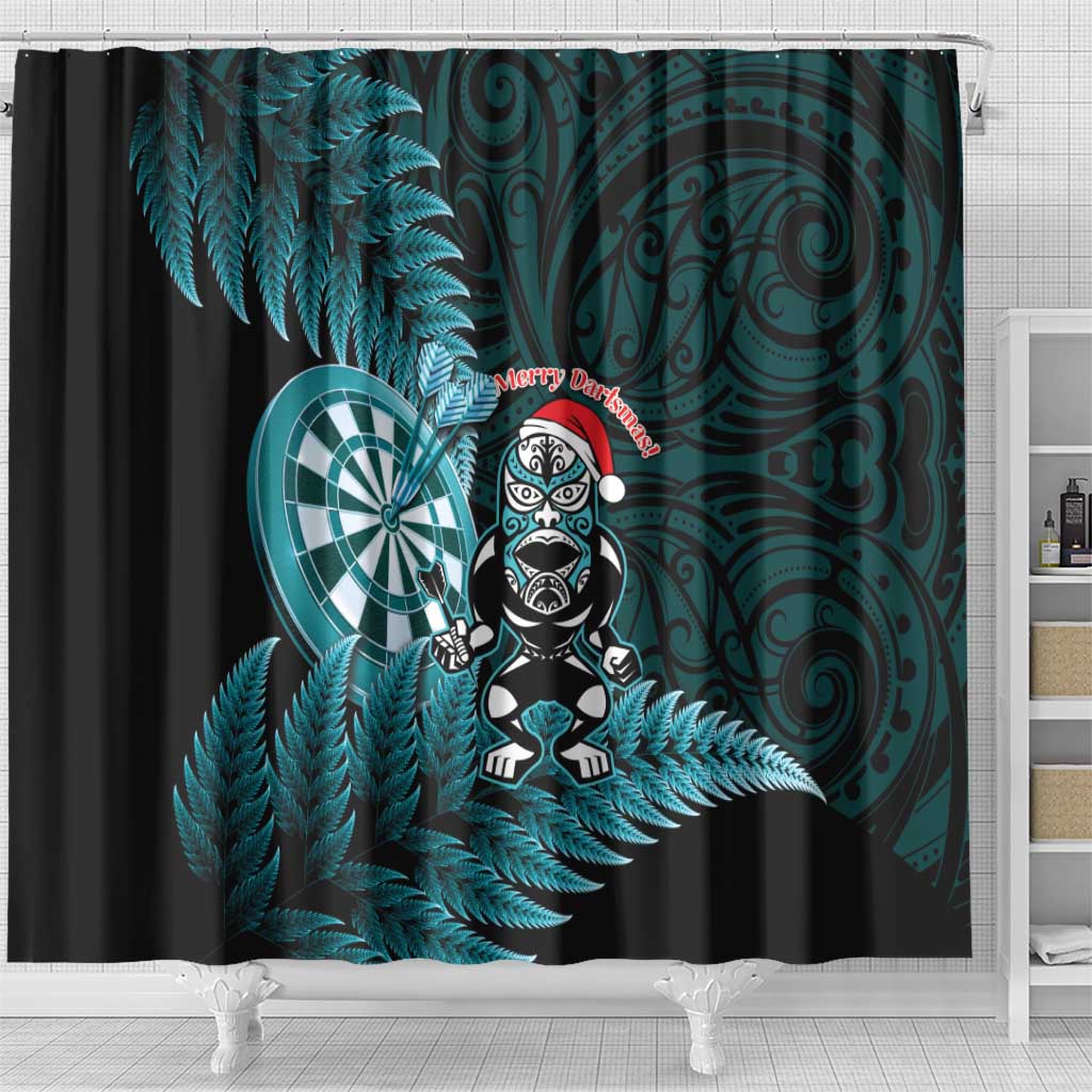 New Zealand Darts Christmas Shower Curtain Maori Fern Merry Dartsmas - Polynesian Pride