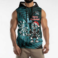 Personalised New Zealand Darts Christmas Sleeveless Hoodie Maori Fern Merry Dartsmas - Polynesian Pride