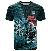 Personalised New Zealand Darts Christmas T Shirt Maori Fern Merry Dartsmas - Polynesian Pride