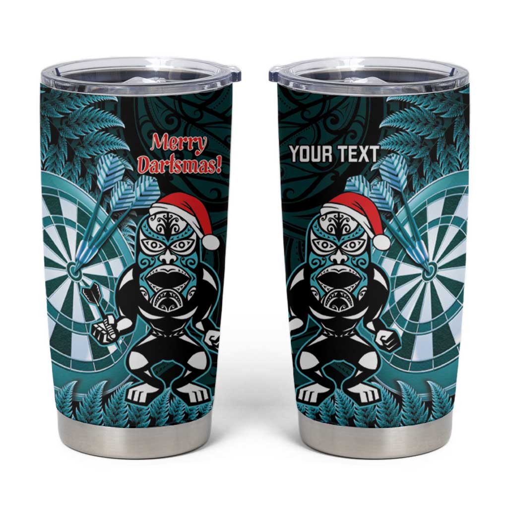 Personalised New Zealand Darts Christmas Tumbler Cup Maori Fern Merry Dartsmas - Polynesian Pride