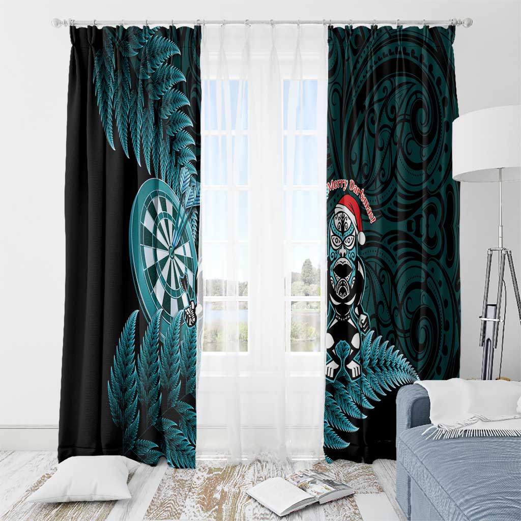 New Zealand Darts Christmas Window Curtain Maori Fern Merry Dartsmas - Polynesian Pride