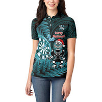 Personalised New Zealand Darts Christmas Women Polo Shirt Maori Fern Merry Dartsmas - Polynesian Pride