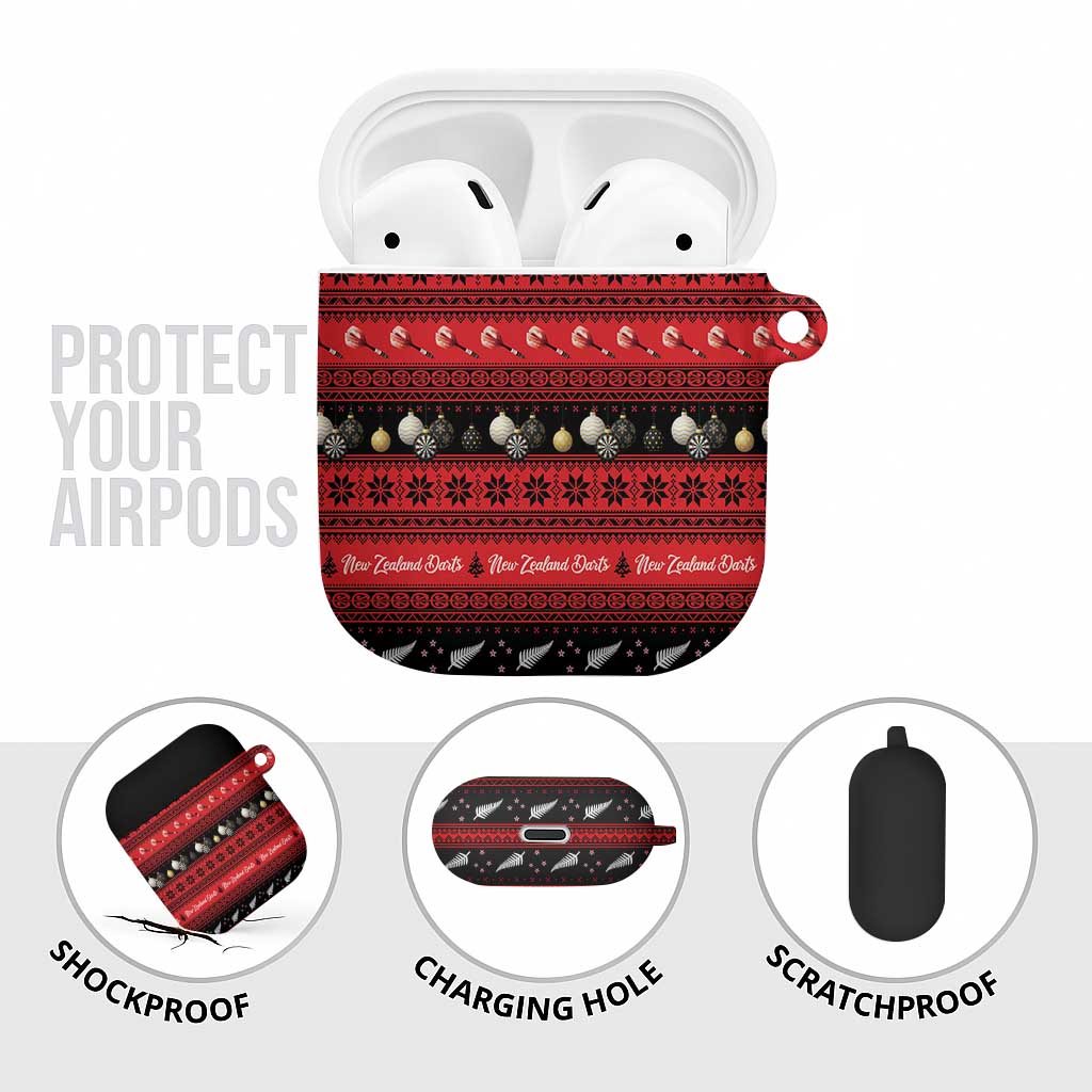 New Zealand Darts Christmas AirPods Case Merry Xmas Aotearoa Maori Red - Polynesian Pride