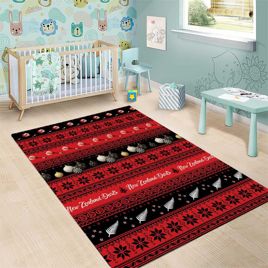 New Zealand Darts Christmas Area Rug Merry Xmas Aotearoa Maori Red - Polynesian Pride