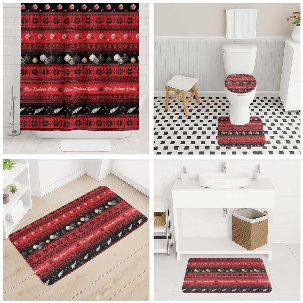 New Zealand Darts Christmas Bathroom Set Merry Xmas Aotearoa Maori Red - Polynesian Pride