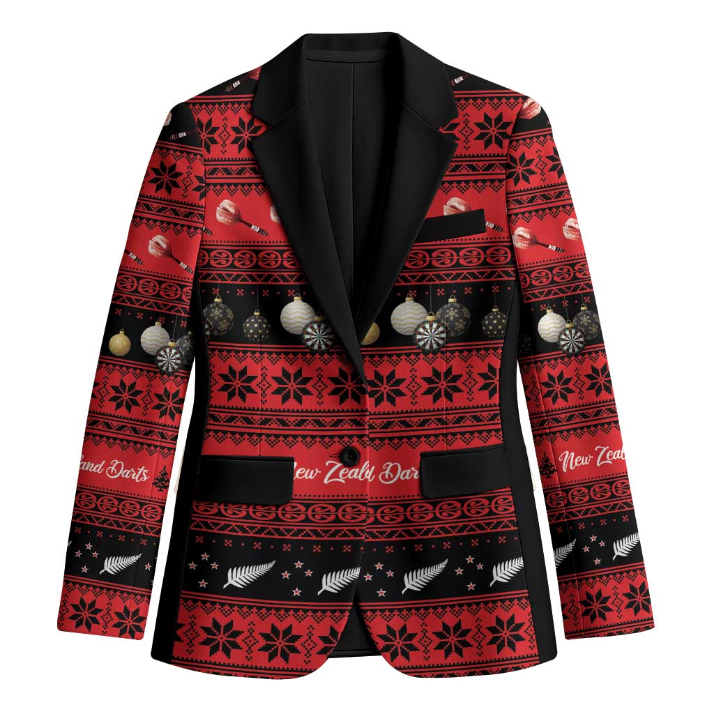 New Zealand Darts Christmas Blazer Merry Xmas Aotearoa Maori Red - Polynesian Pride