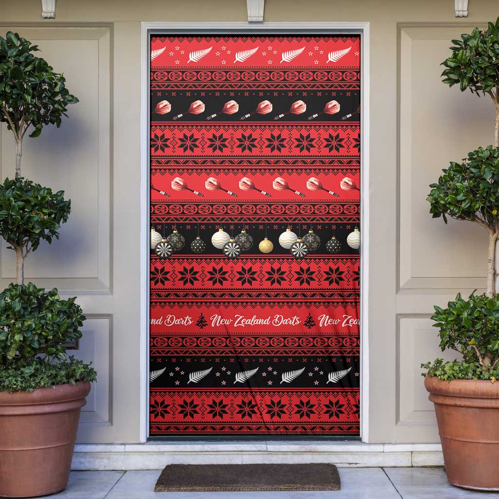 New Zealand Darts Christmas Door Cover Merry Xmas Aotearoa Maori Red - Polynesian Pride
