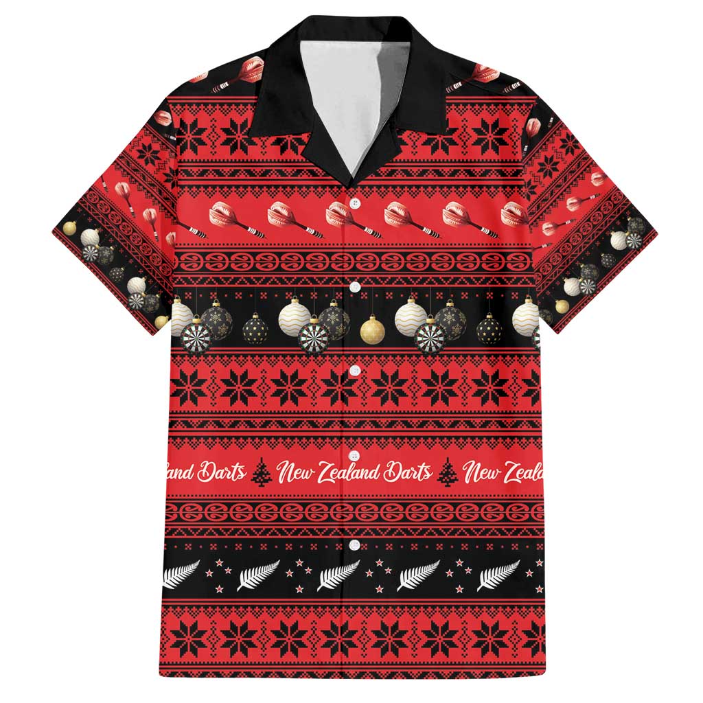 New Zealand Darts Christmas Family Matching Puletasi and Hawaiian Shirt Merry Xmas Aotearoa Maori Red - Polynesian Pride