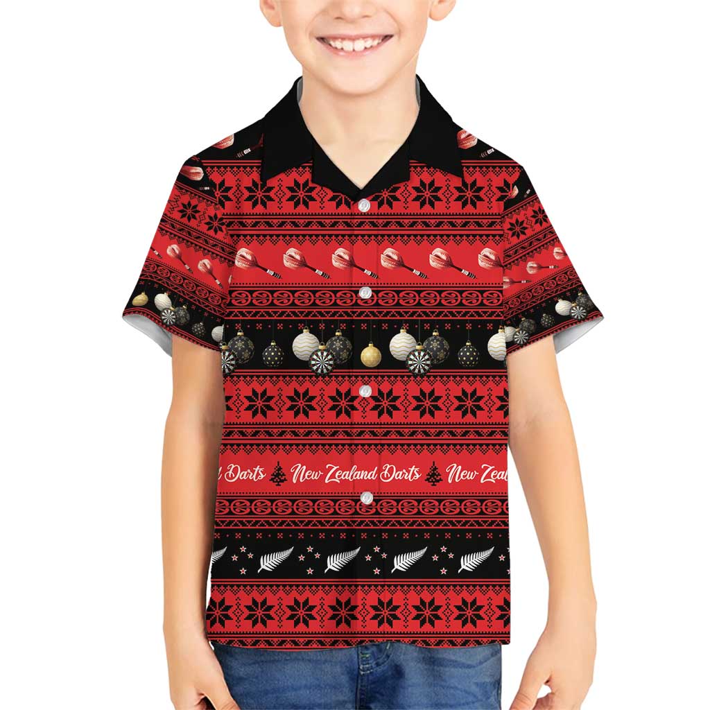 New Zealand Darts Christmas Family Matching Summer Maxi Dress and Hawaiian Shirt Merry Xmas Aotearoa Maori Red - Polynesian Pride