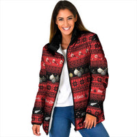 New Zealand Darts Christmas Padded Jacket Merry Xmas Aotearoa Maori Red - Polynesian Pride