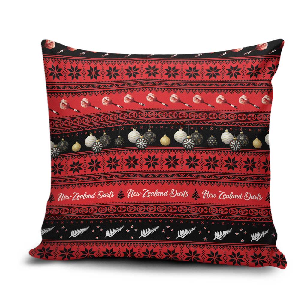 New Zealand Darts Christmas Pillow Cover Merry Xmas Aotearoa Maori Red - Polynesian Pride