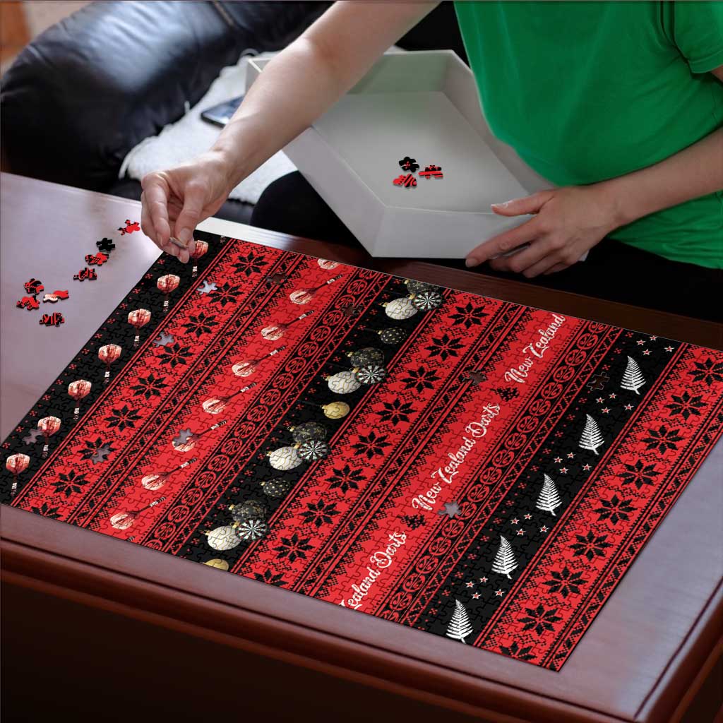 New Zealand Darts Christmas Puzzle Merry Xmas Aotearoa Maori Red - Polynesian Pride
