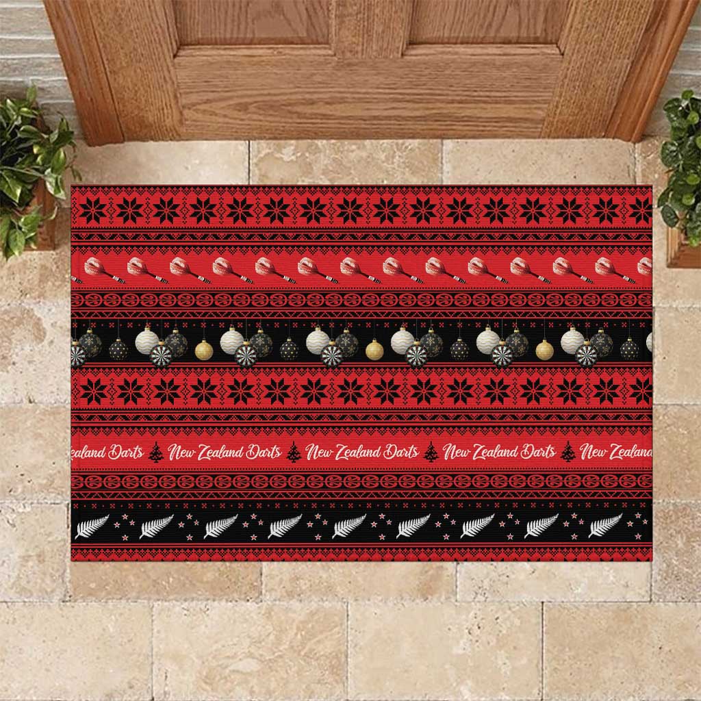 New Zealand Darts Christmas Rubber Doormat Merry Xmas Aotearoa Maori Red - Polynesian Pride