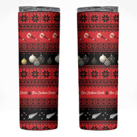 New Zealand Darts Christmas Skinny Tumbler Merry Xmas Aotearoa Maori Red - Polynesian Pride