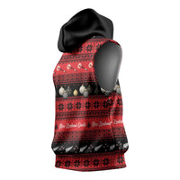 New Zealand Darts Christmas Sleeveless Hoodie Merry Xmas Aotearoa Maori Red - Polynesian Pride