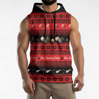 New Zealand Darts Christmas Sleeveless Hoodie Merry Xmas Aotearoa Maori Red - Polynesian Pride