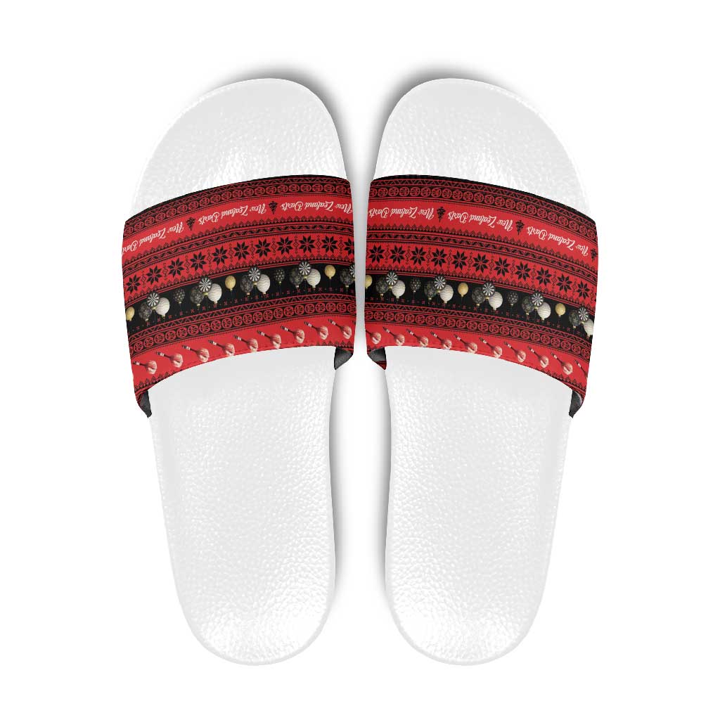 New Zealand Darts Christmas Slide Sandals Merry Xmas Aotearoa Maori Red LT14 Red - Polynesian Pride
