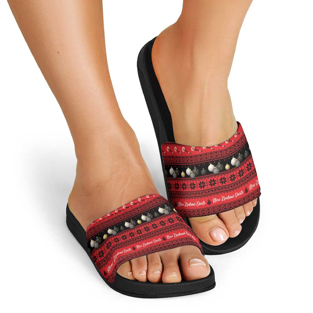 New Zealand Darts Christmas Slide Sandals Merry Xmas Aotearoa Maori Red LT14 - Polynesian Pride
