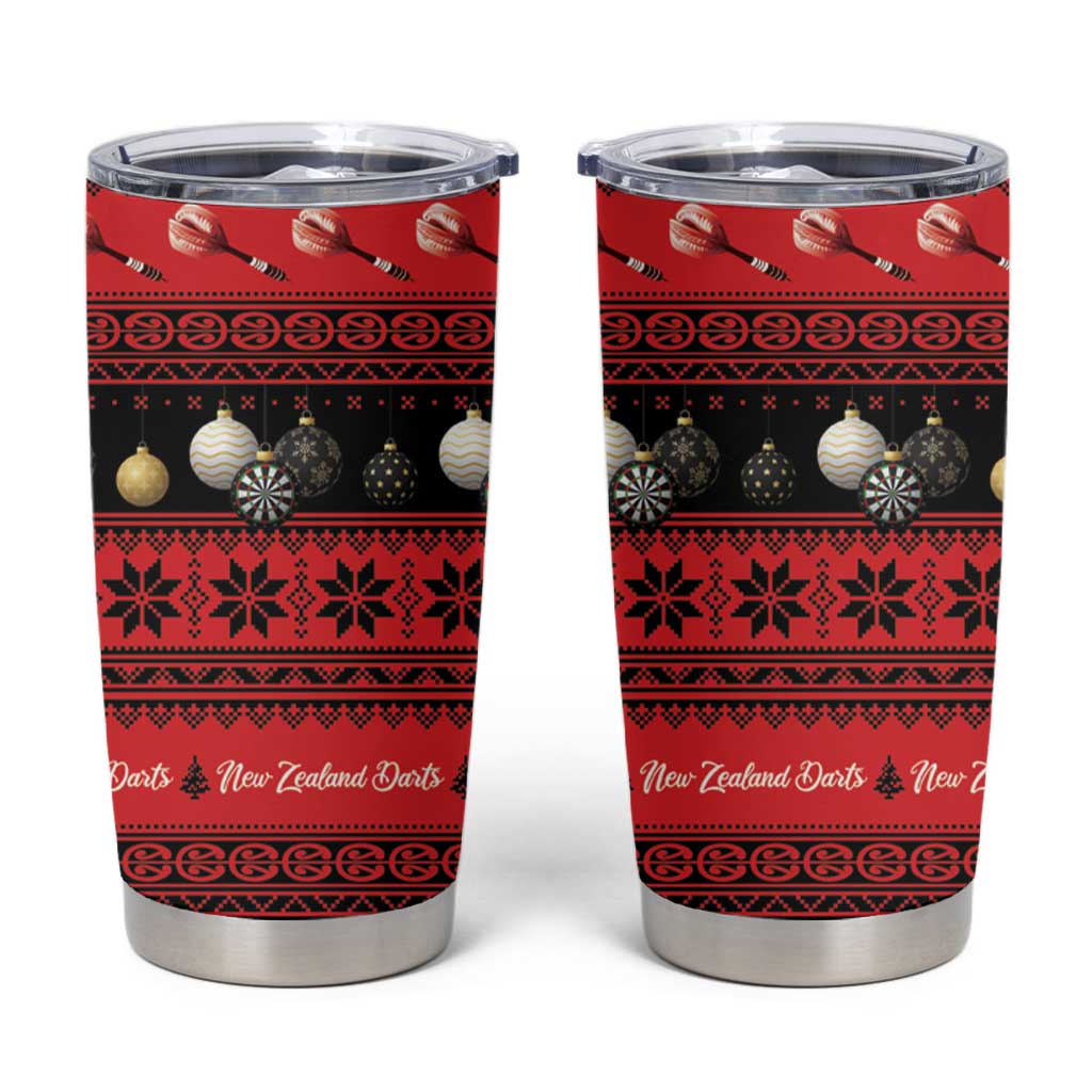 New Zealand Darts Christmas Tumbler Cup Merry Xmas Aotearoa Maori Red - Polynesian Pride