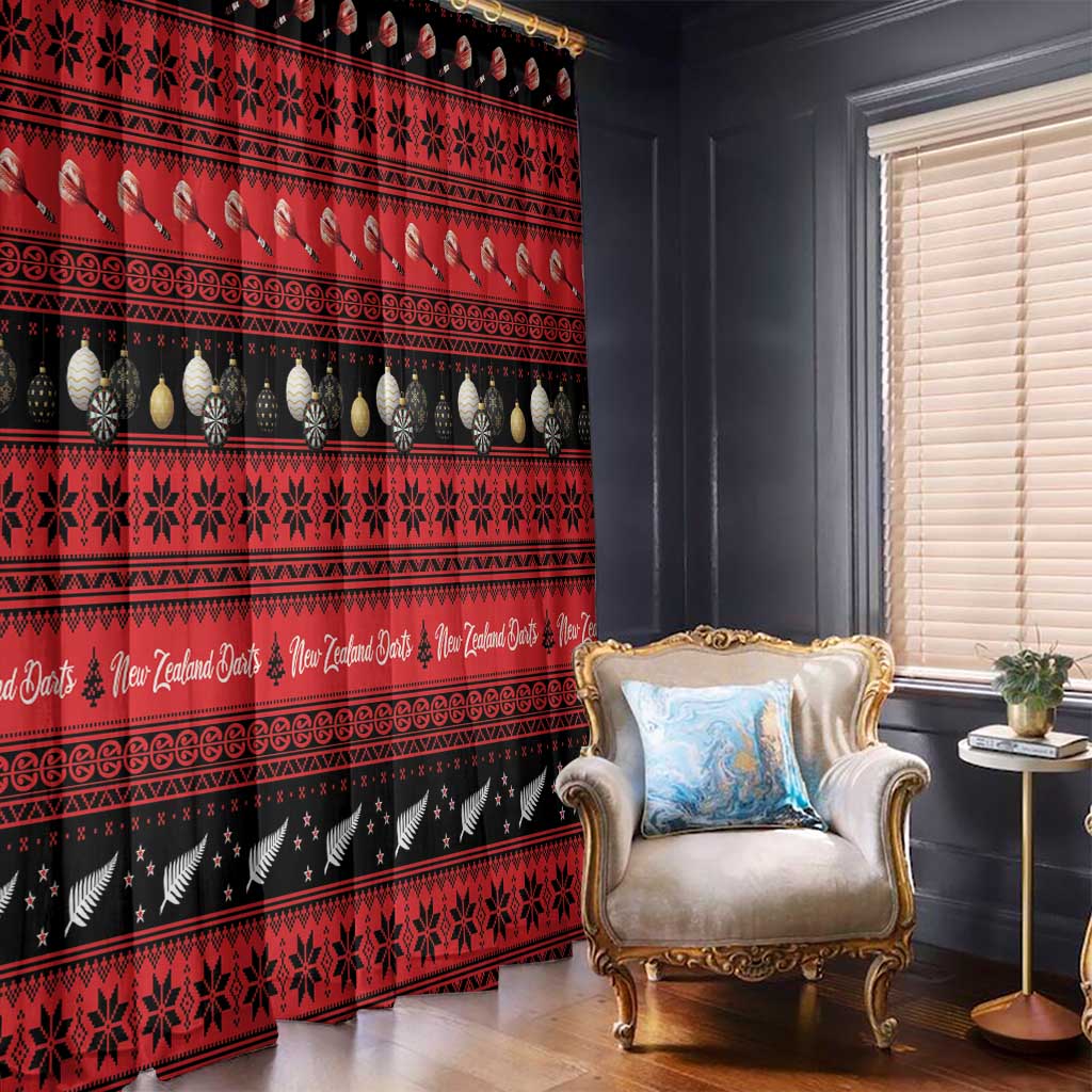 New Zealand Darts Christmas Window Curtain Merry Xmas Aotearoa Maori Red LT14 - Polynesian Pride