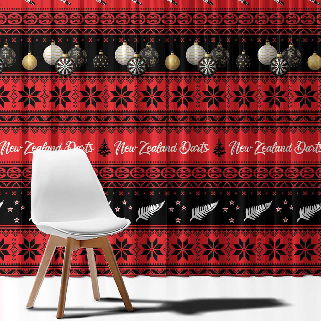 New Zealand Darts Christmas Window Curtain Merry Xmas Aotearoa Maori Red LT14 - Polynesian Pride
