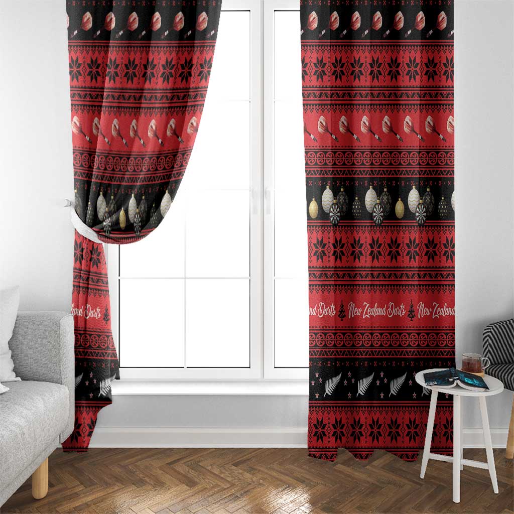 New Zealand Darts Christmas Window Curtain Merry Xmas Aotearoa Maori Red LT14 - Polynesian Pride