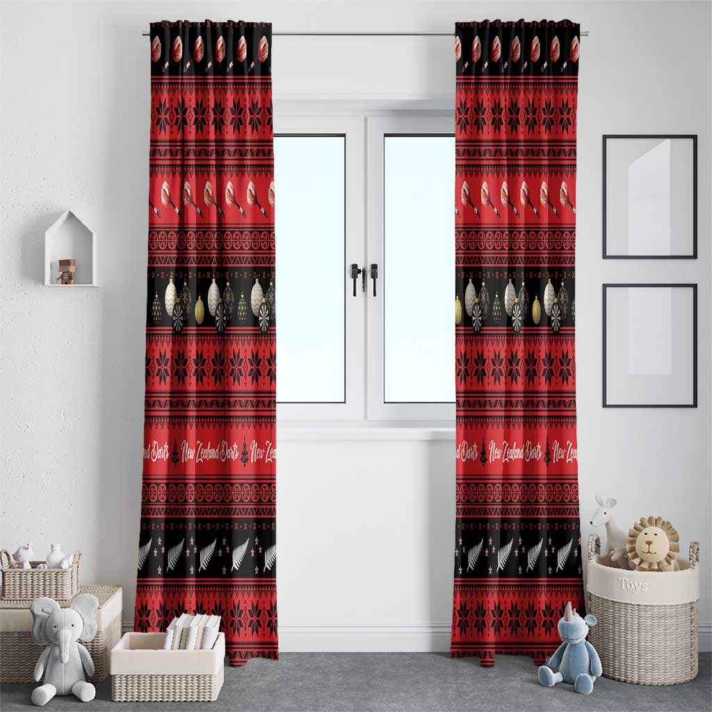 New Zealand Darts Christmas Window Curtain Merry Xmas Aotearoa Maori Red LT14 - Polynesian Pride