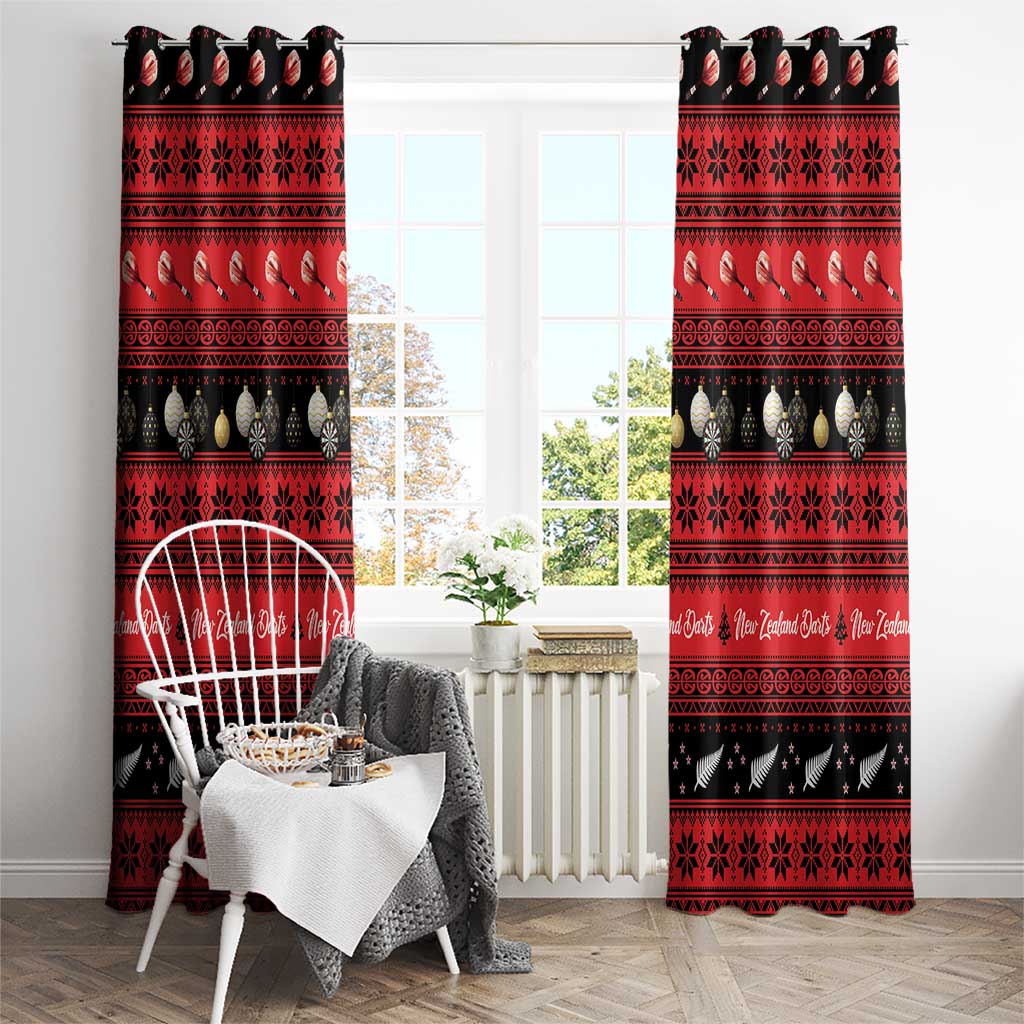 New Zealand Darts Christmas Window Curtain Merry Xmas Aotearoa Maori Red LT14 - Polynesian Pride