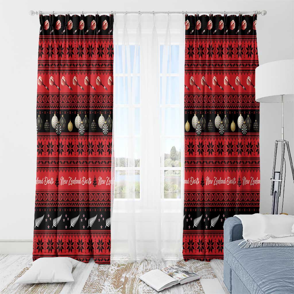New Zealand Darts Christmas Window Curtain Merry Xmas Aotearoa Maori Red LT14 - Polynesian Pride