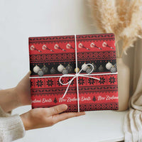 New Zealand Darts Christmas Wrapping Paper Merry Xmas Aotearoa Maori Red - Polynesian Pride