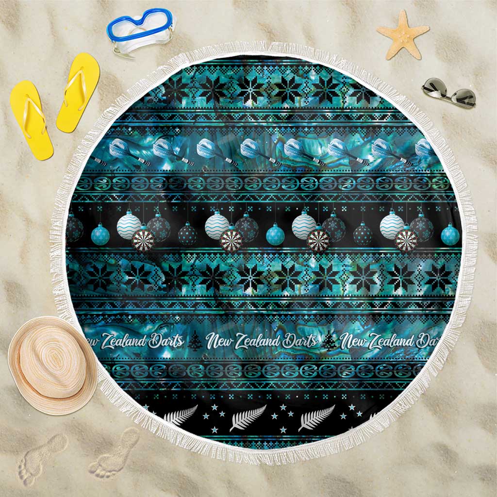 New Zealand Darts Christmas Beach Blanket Merry Xmas Aotearoa Maori Paua Shell - Polynesian Pride