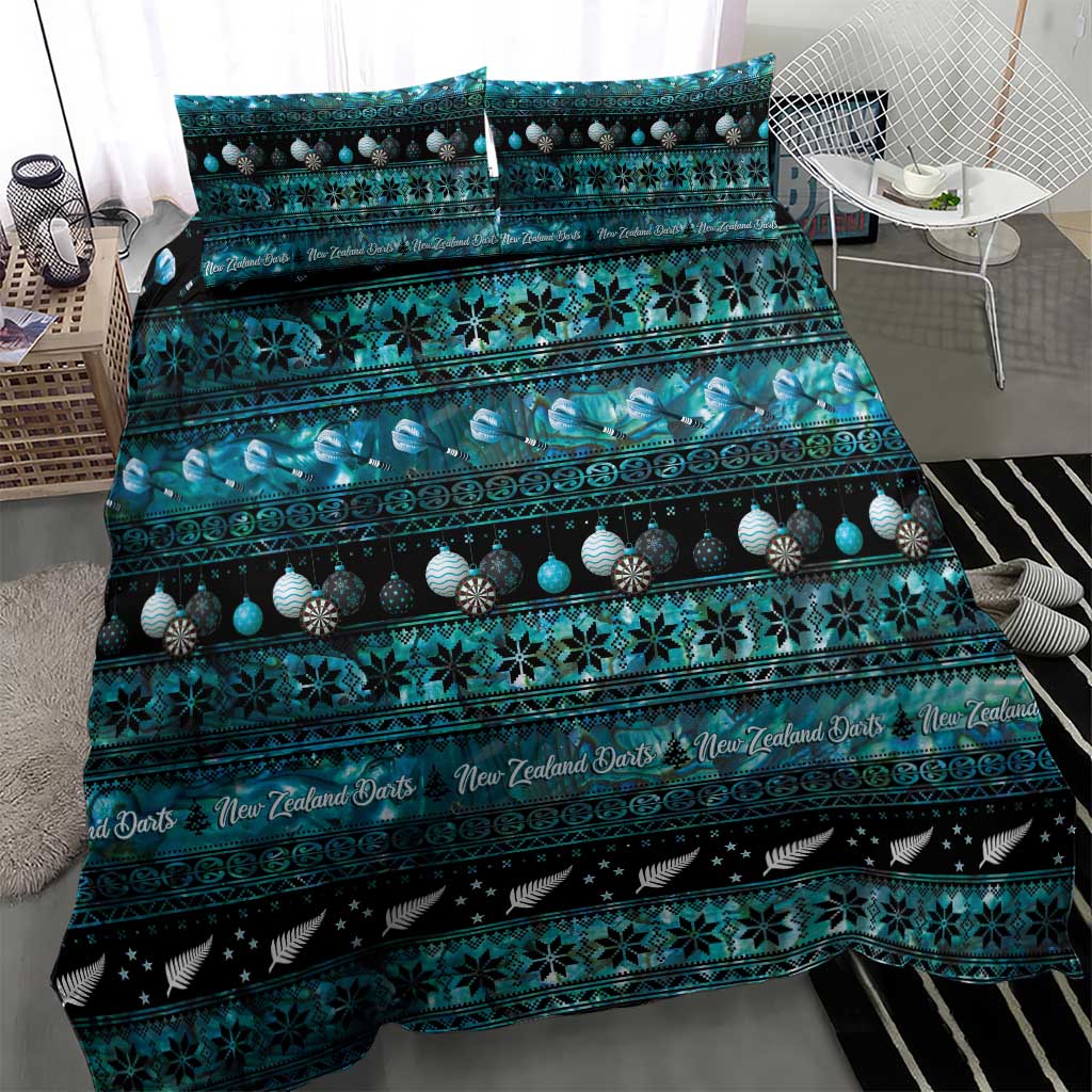 New Zealand Darts Christmas Bedding Set Merry Xmas Aotearoa Maori Paua Shell - Polynesian Pride