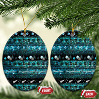 New Zealand Darts Christmas Ceramic Ornament Merry Xmas Aotearoa Maori Paua Shell LT14 Oval Cyan - Polynesian Pride