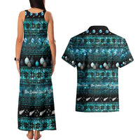 New Zealand Darts Christmas Couples Matching Tank Maxi Dress and Hawaiian Shirt Merry Xmas Aotearoa Maori Paua Shell - Polynesian Pride