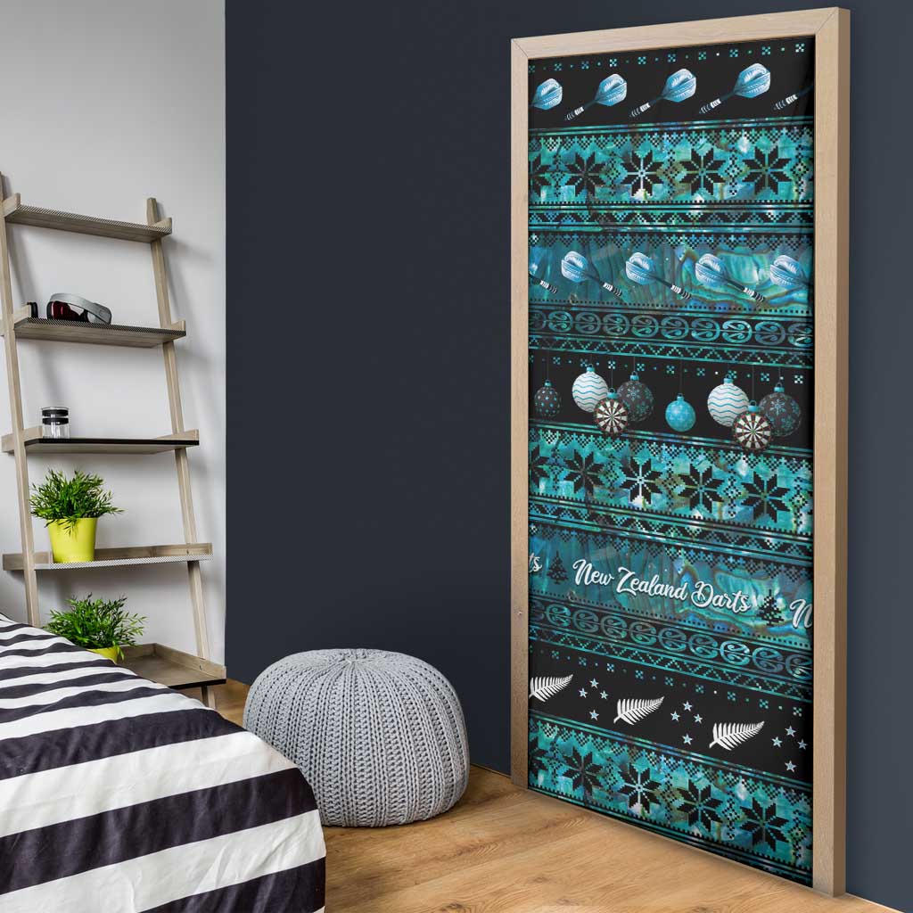 New Zealand Darts Christmas Door Cover Merry Xmas Aotearoa Maori Paua Shell - Polynesian Pride