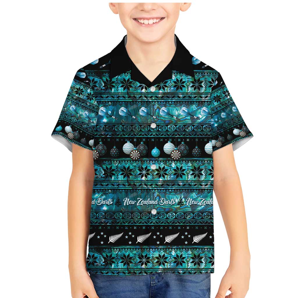 New Zealand Darts Christmas Family Matching Mermaid Dress and Hawaiian Shirt Merry Xmas Aotearoa Maori Paua Shell - Polynesian Pride