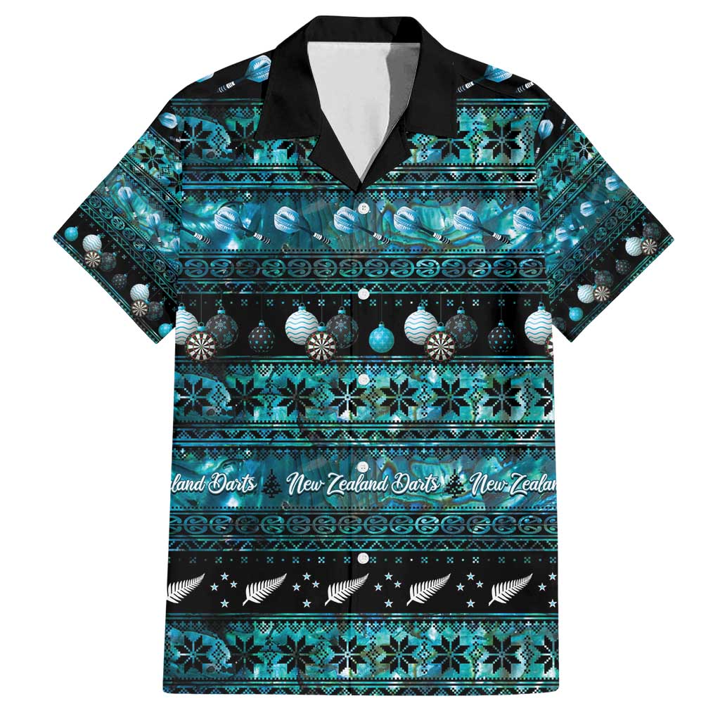 New Zealand Darts Christmas Family Matching Off Shoulder Short Dress and Hawaiian Shirt Merry Xmas Aotearoa Maori Paua Shell - Polynesian Pride