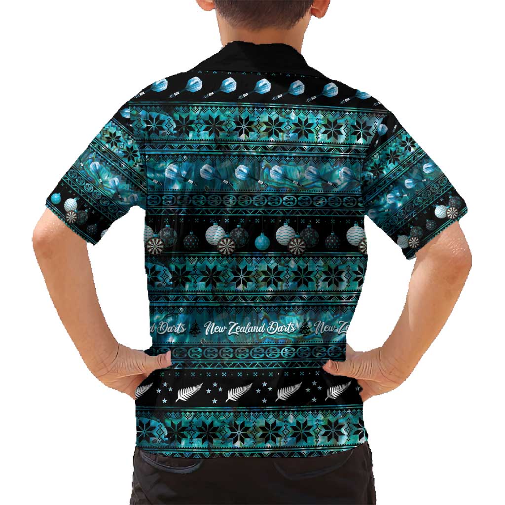 New Zealand Darts Christmas Family Matching Tank Maxi Dress and Hawaiian Shirt Merry Xmas Aotearoa Maori Paua Shell - Polynesian Pride